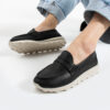 Pantofi casual negri de damă din piele naturală Monica