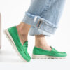 Pantofi casual de damă Monica, verzi, din piele naturală