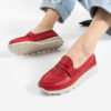 Pantofi casual roșii de damă din piele naturală Monica