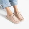 Pantofi casual roz din piele naturală cu șireturi Lina