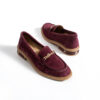 Loafers eleganți de damă bordo din piele întoarsă naturală Esmer
