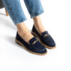 Loafers eleganți de damă bleumarin din piele întoarsă naturală Esmer