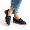 Loafers eleganți de damă bleumarin din piele întoarsă naturală Esmer