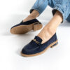 Loafers eleganți de damă bleumarin din piele întoarsă naturală Esmer