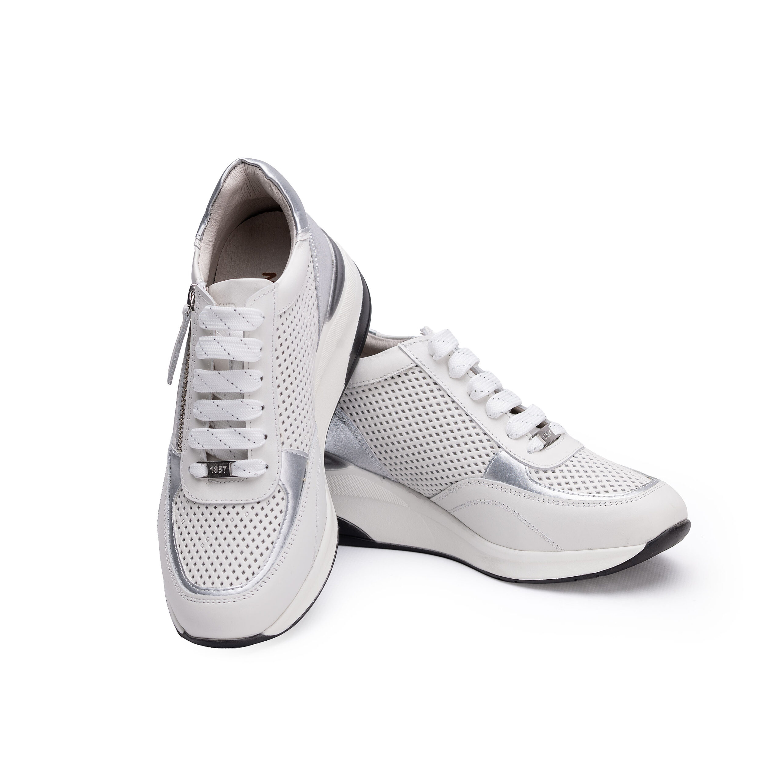 Sneakers albi de damă cu platformă din piele naturală Elia Sneakers albi de damă cu platformă din piele naturală Elia