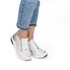 Sneakers albi de damă cu platformă din piele naturală Elia