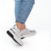 Sneakers albi de damă cu platformă din piele naturală Elia