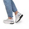 Sneakers albi de damă cu platformă din piele naturală Elia