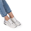 Sneakers albi de damă cu platformă din piele naturală Elia