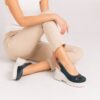 Sandale damă din denim, cu vârful închis, pe platformă Stasia