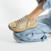 Sneakers de damă din piele naturală, aurii – Moama