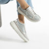 Sneakers damă moderni din piele naturală, Argintiu Moama