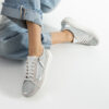 Sneakers damă moderni din piele naturală, Argintiu Moama