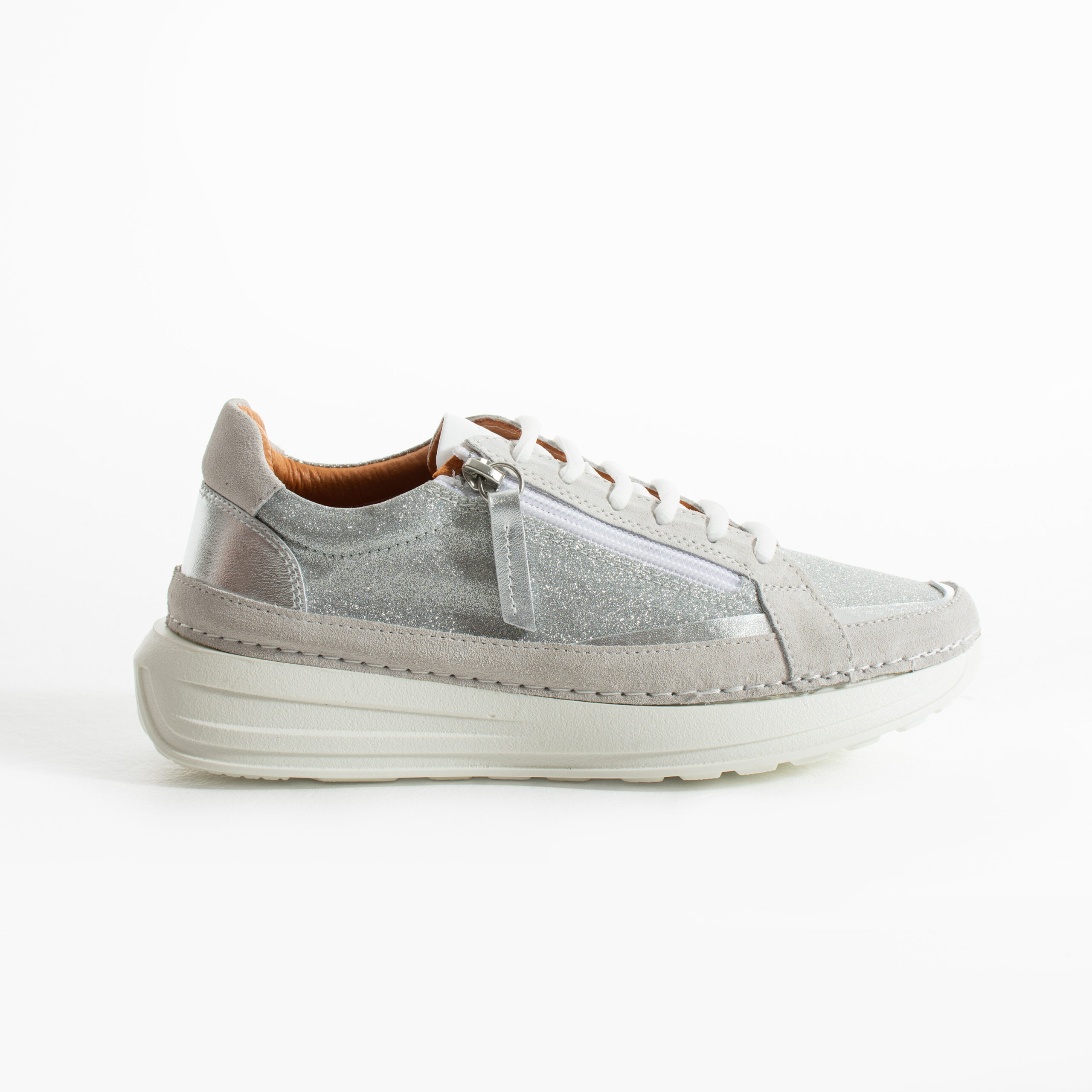 Sneakers damă moderni din piele naturală, Argintiu Moama Sneakers damă moderni din piele naturală, Argintiu Moama