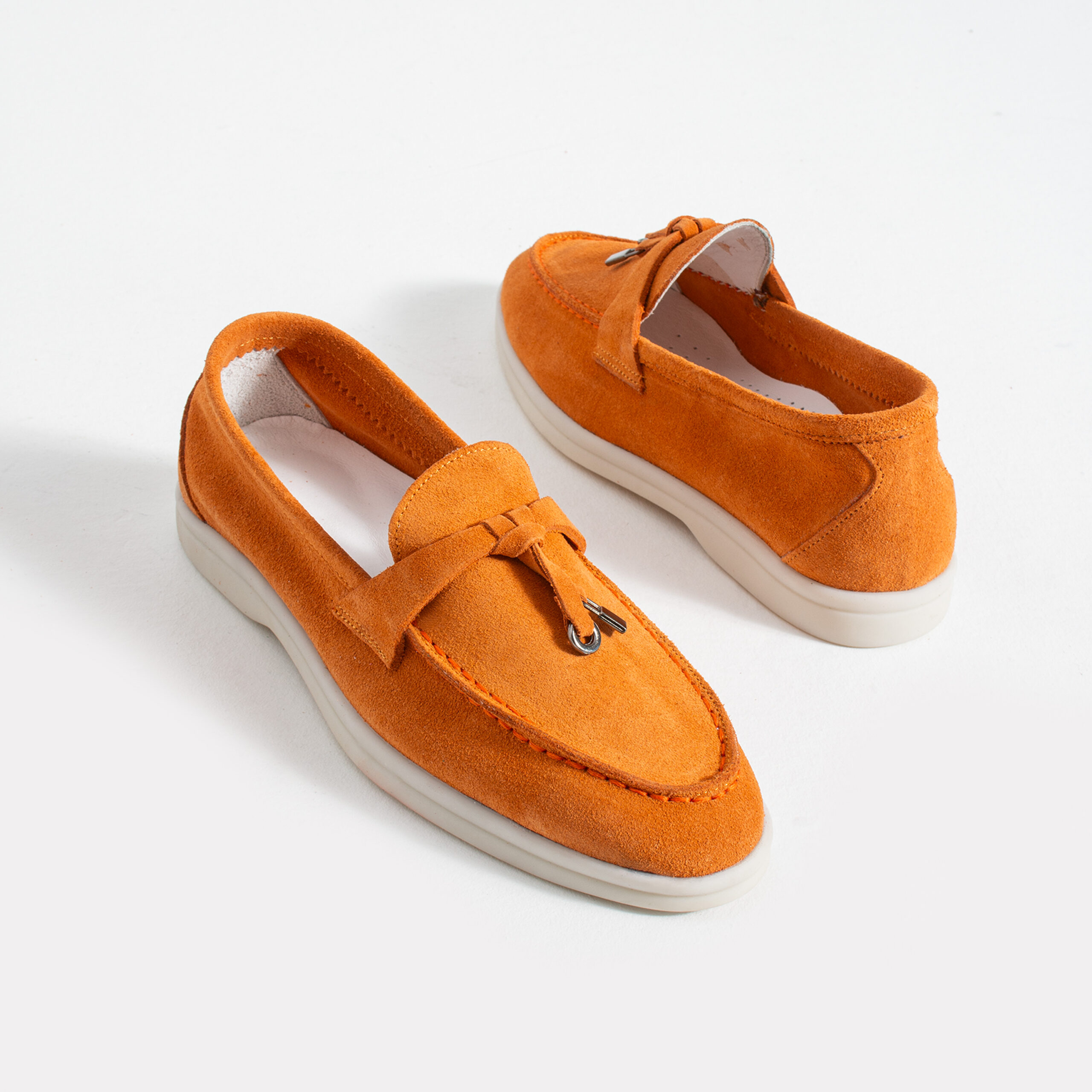 Mocasini de damă portocalii din piele întoarsă naturală Mombasa Mocasini de damă portocalii din piele întoarsă naturală Mombasa