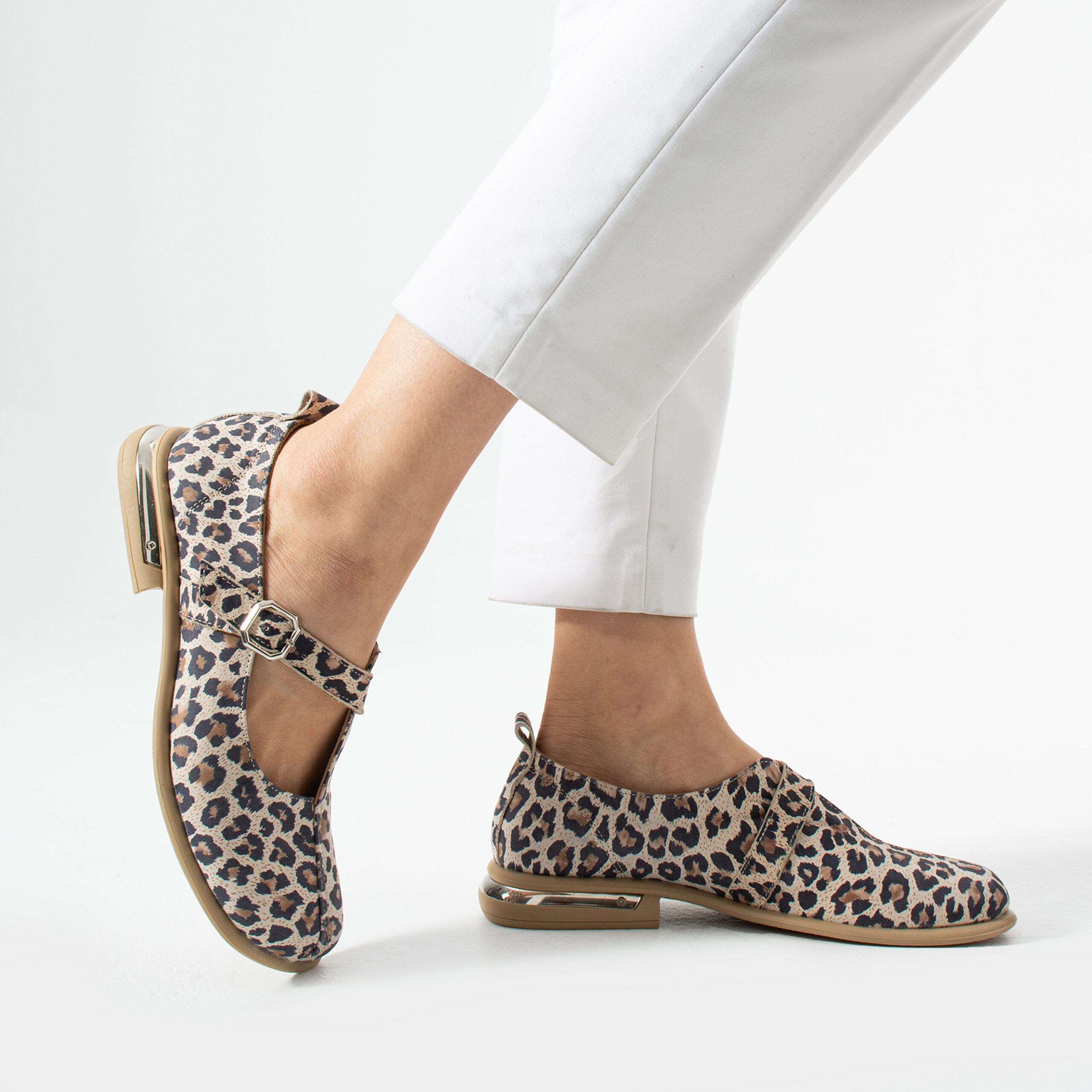 Pantofi Mary Jane leopard Zahara din piele naturală Pantofi Mary Jane leopard Zahara din piele naturală