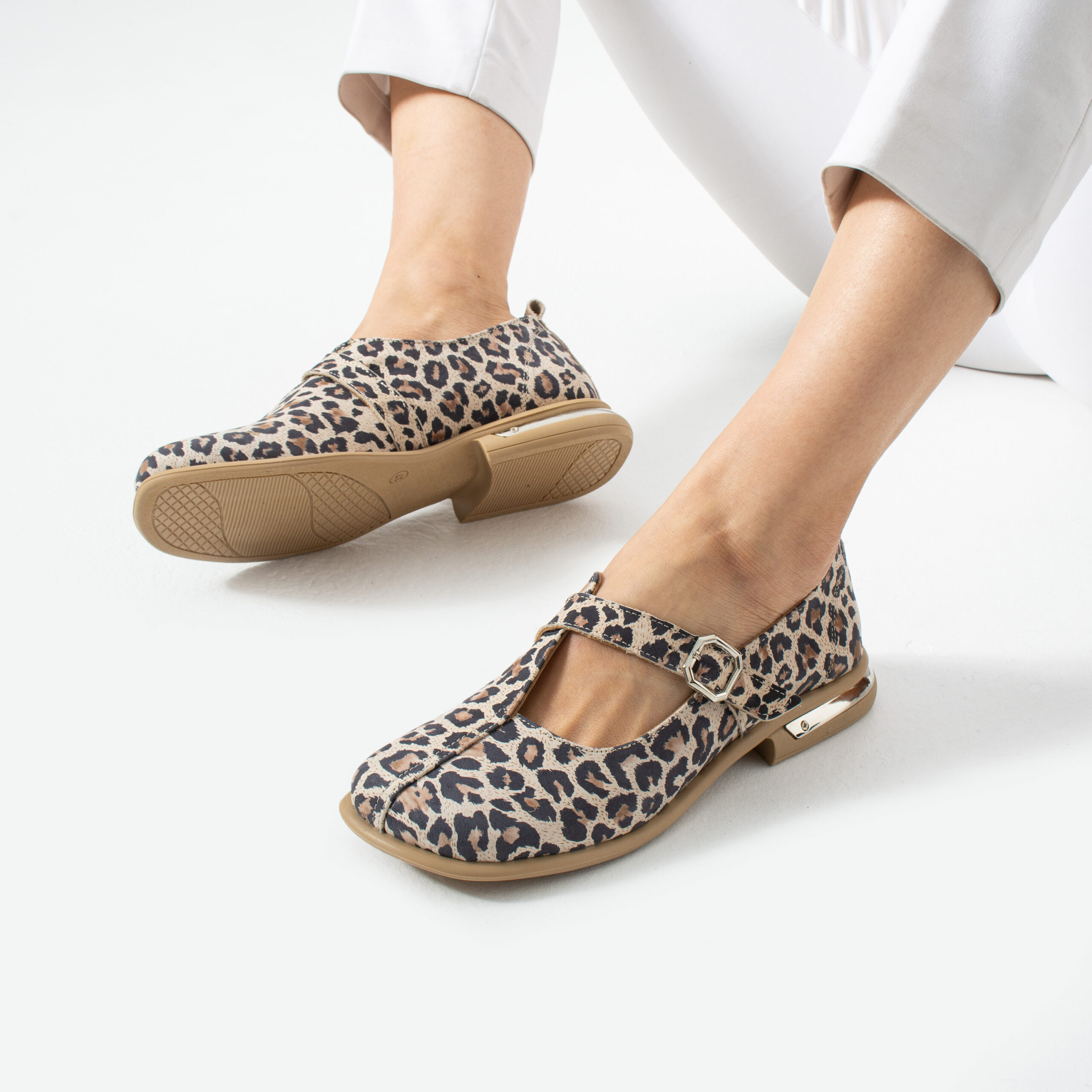 Pantofi Mary Jane leopard Zahara din piele naturală Pantofi Mary Jane leopard Zahara din piele naturală
