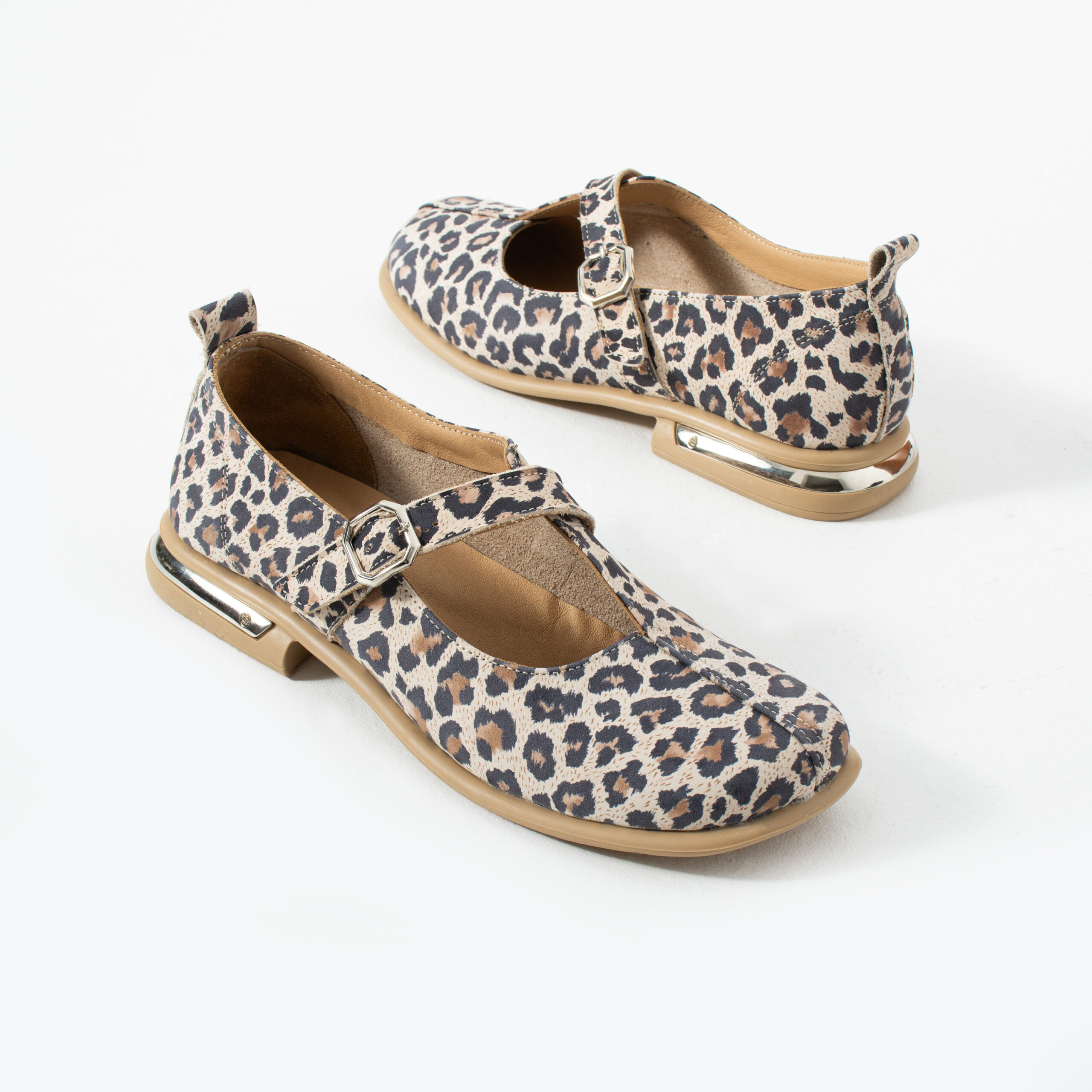 Pantofi Mary Jane leopard Zahara din piele naturală Pantofi Mary Jane leopard Zahara din piele naturală
