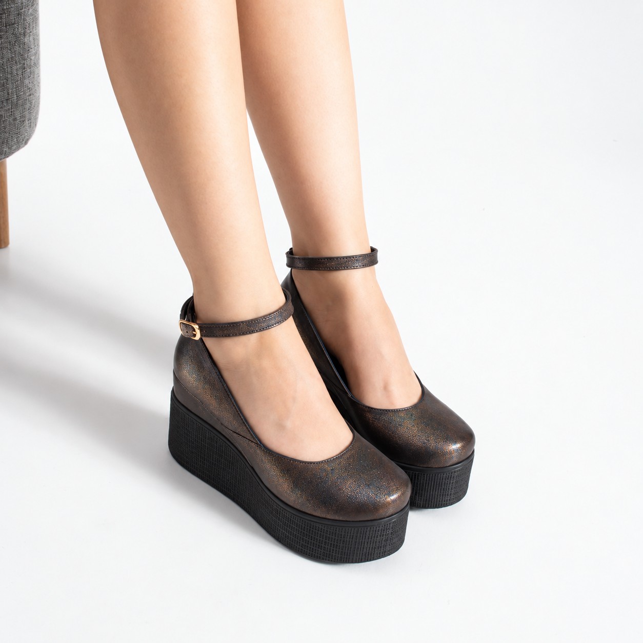 Pantofi damă maro cu platformă din piele naturală Ginevra Pantofi damă maro cu platformă din piele naturală Ginevra