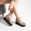 Pantofi de damă bej cu platformă din piele naturală Ginevra