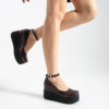 Pantofi damă cu platformă din piele naturală Ginevra, Bordo