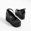 Pantofi negri din piele naturală lăcuită, cu platformă Ginevra
