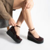 Pantofi de damă bordo din piele naturală lăcuită, cu platformă Ginevra