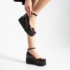 Pantofi de damă bordo din piele naturală lăcuită, cu platformă Ginevra