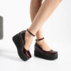 Pantofi de damă bordo din piele naturală lăcuită, cu platformă Ginevra