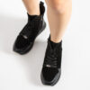 Botine sport negre de damă din piele întoarsă naturală și piele naturală Adele