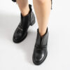 Botine negre din piele naturală cu toc mediu Bethany