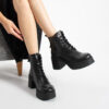 Botine negre din piele naturală cu talpă groasă Beverly
