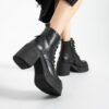 Botine negre din piele naturală cu talpă groasă Beverly