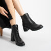 Botine Brenda, negre, cu toc din piele naturală