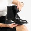 Botine Brenda, negre, cu toc din piele naturală