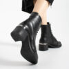 Botine Brenda, negre, cu toc din piele naturală