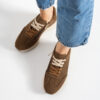 Sneakers damă maro din nubuc natural cu șireturi duble Harriet
