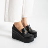 Pantofi eleganți negri cu platformă din piele naturală Giorgia