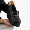 Pantofi eleganți negri cu platformă din piele naturală Giorgia