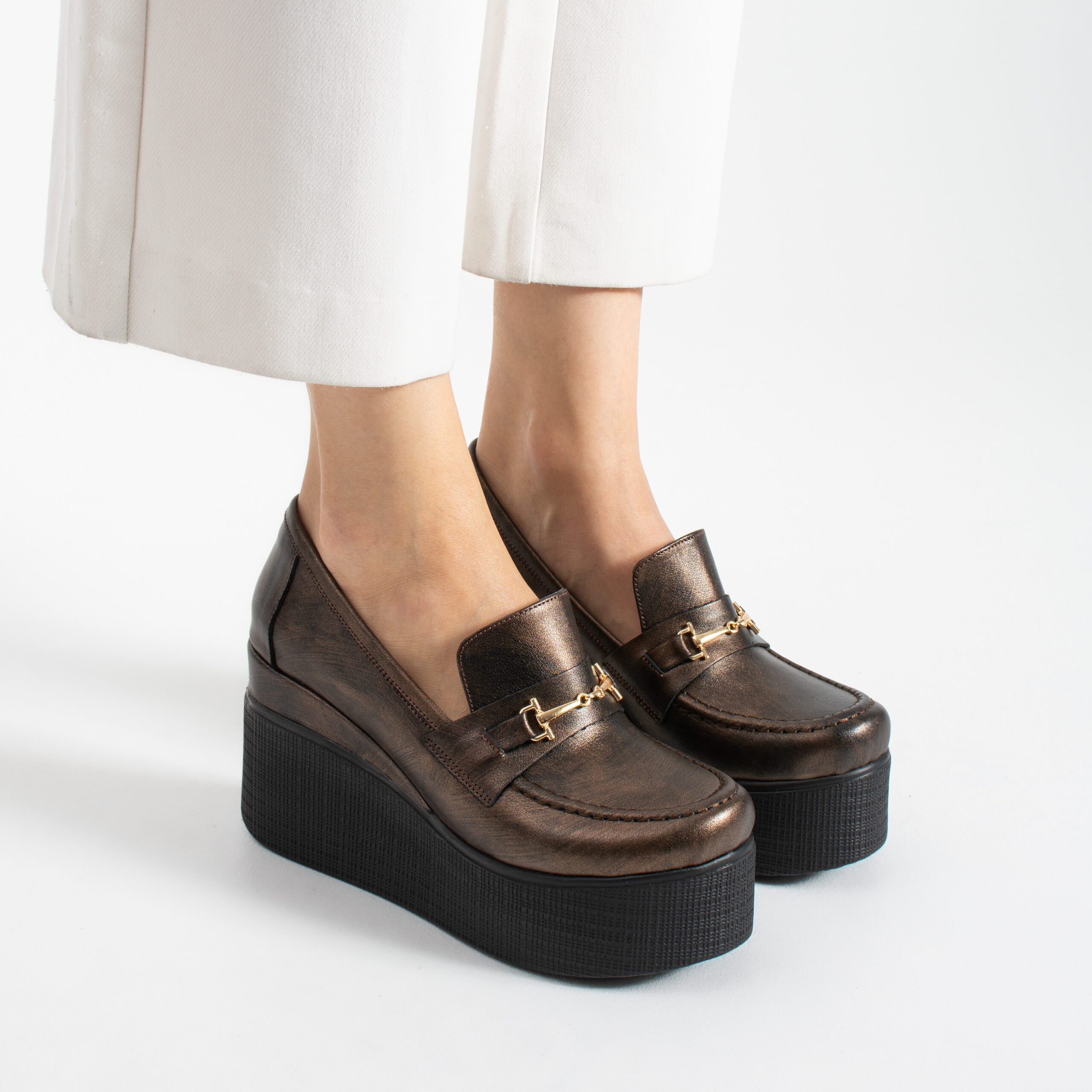 Pantofi eleganți maro pe platformă din piele naturală Giorgia Pantofi eleganți maro pe platformă din piele naturală Giorgia