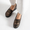 Pantofi eleganți maro pe platformă din piele naturală Giorgia