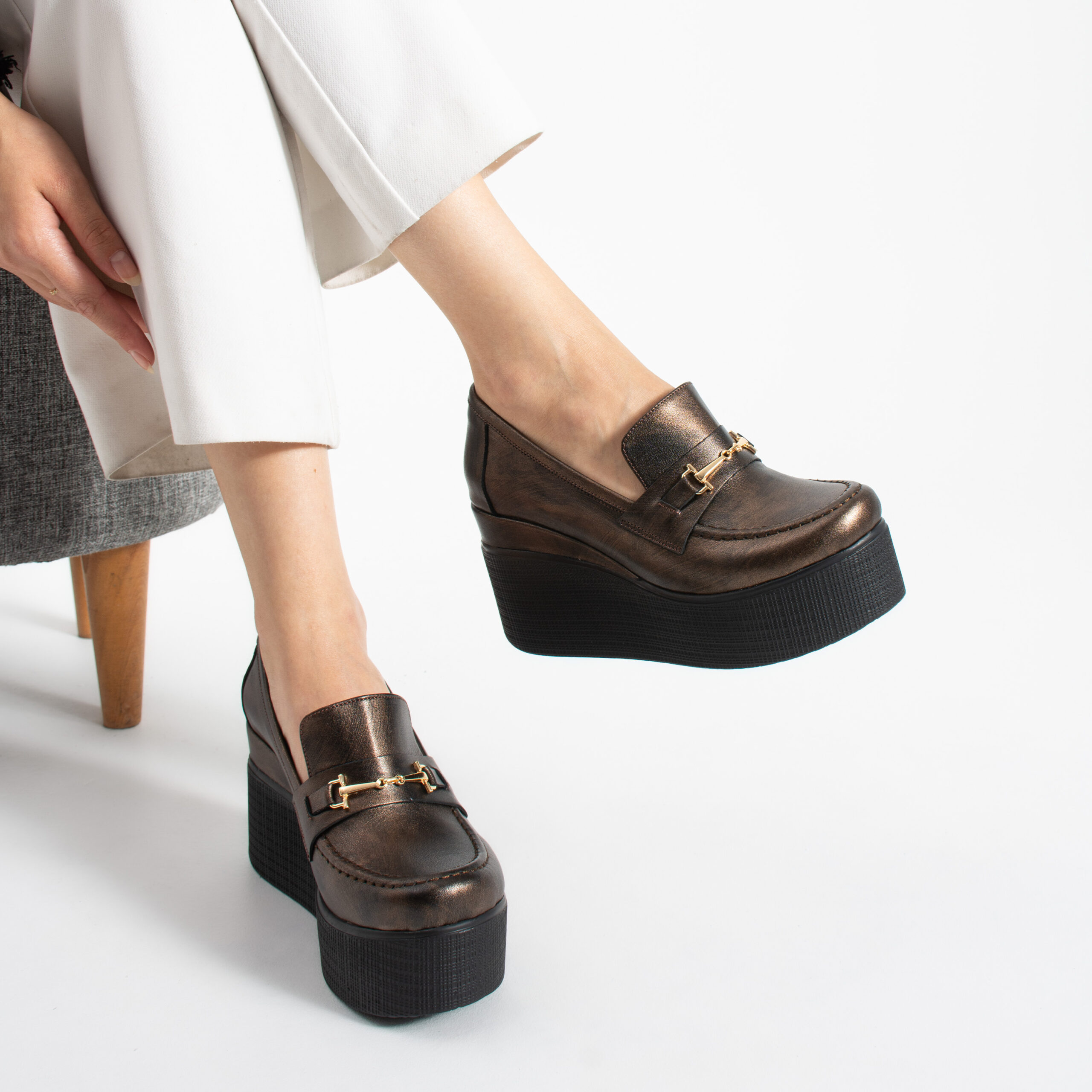 Pantofi eleganți maro pe platformă din piele naturală Giorgia Pantofi eleganți maro pe platformă din piele naturală Giorgia