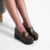 Pantofi eleganți maro pe platformă din piele naturală Giorgia