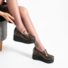 Pantofi eleganți maro pe platformă din piele naturală Giorgia