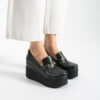 Pantofi eleganți verzi cu platformă din piele naturală Giorgia