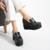 Pantofi eleganți verzi cu platformă din piele naturală Giorgia
