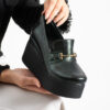 Pantofi eleganți verzi cu platformă din piele naturală Giorgia