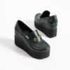 Pantofi eleganți verzi cu platformă din piele naturală Giorgia