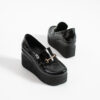 Pantofi negri eleganți din piele naturală, cu platformă Giorgia