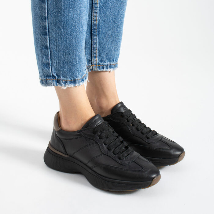 Sneakers damă negri din piele naturală Melody